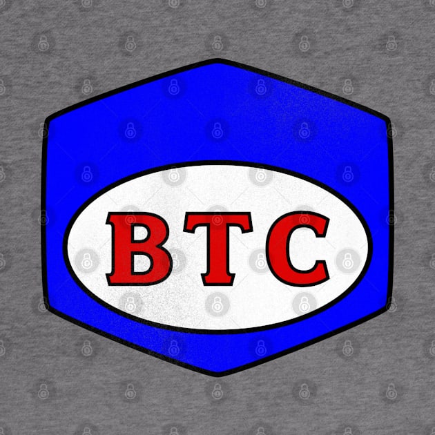 BTC bitcoin old skool mechanics logo by EnvelopeStudio